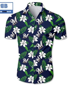 MLB Milwaukee Brewers Tropical Flower Hawaiian Shirt