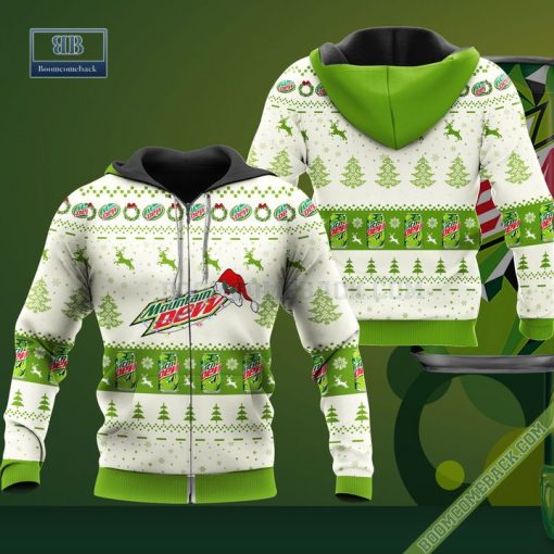 Mountain Dew Santa Hat Christmas Ugly Christmas Sweater Hoodie Zip Hoodie Bomber Jacket