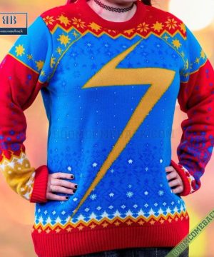 Ms. Marvel Uniform Cosmic 3D Ugly Christmas Sweater Gift For Adult And Kid