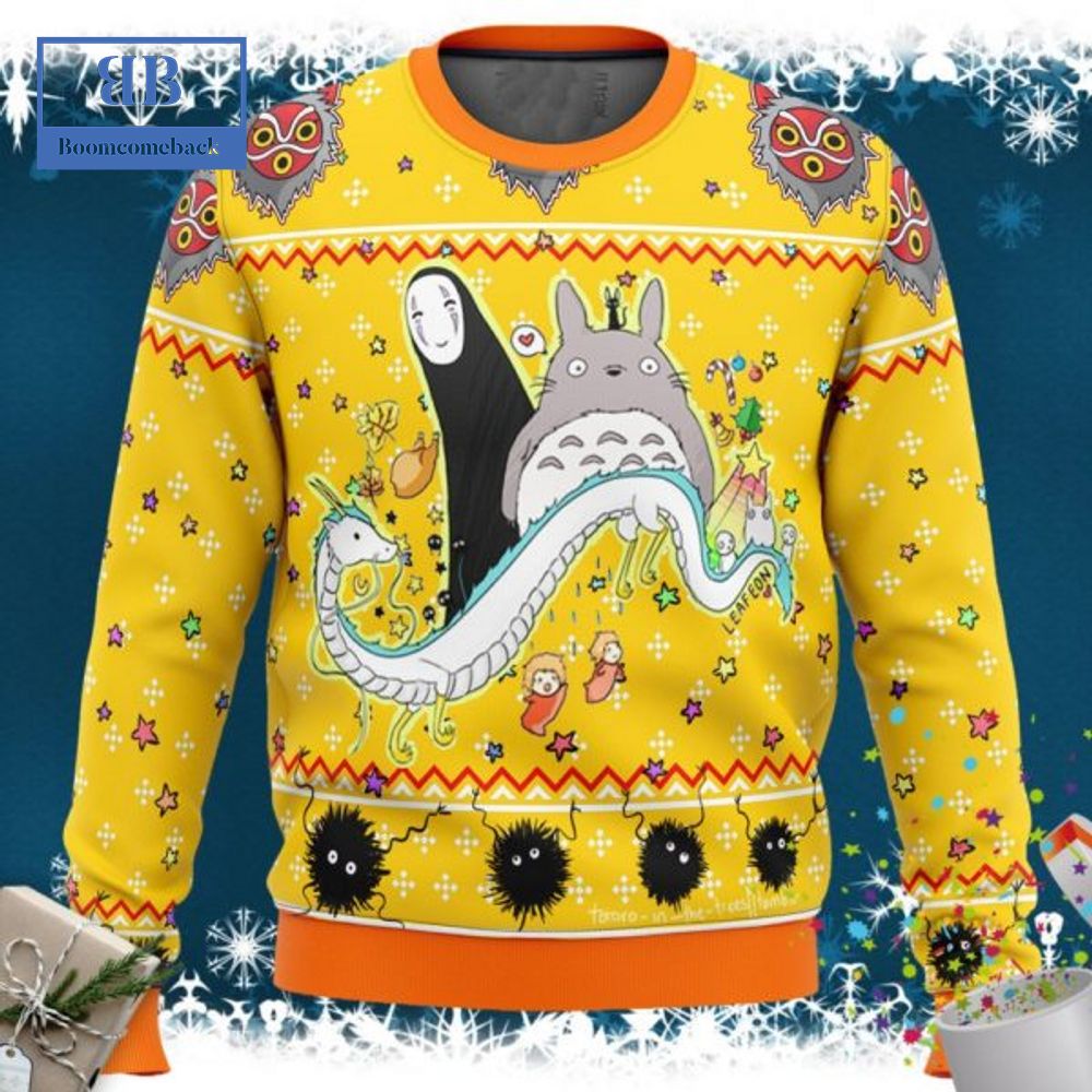 My Neighbor Totoro No-Face Dragon Ugly Christmas Sweater My Neighbor Totoro No-Face Dragon Ugly Christmas Sweater