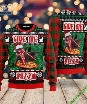 Naughty Pizza Cat Give Me Pizza Ugly Christmas Sweater