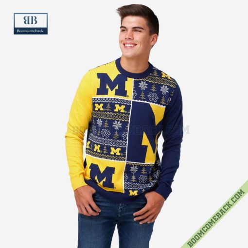 NCAA Michigan Wolverines Big Logo Ugly Christmas Sweater