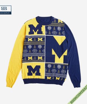 ncaa michigan wolverines big logo ugly christmas sweater 5 pce3f