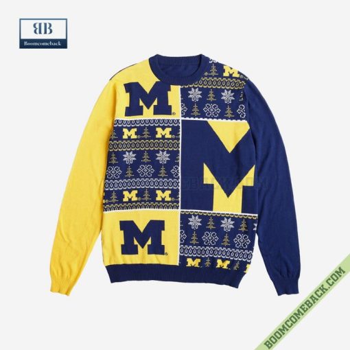 NCAA Michigan Wolverines Big Logo Ugly Christmas Sweater