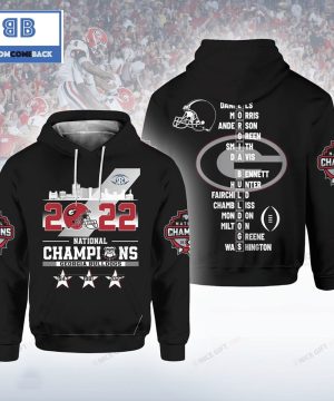 NCAAF Georgia Bulldogs National Champions 2022 Black 3D Hoodie