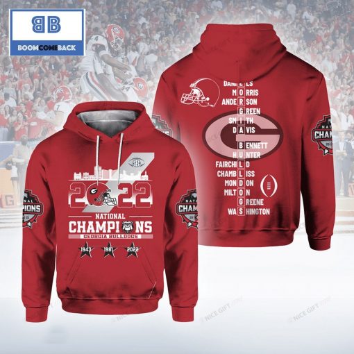 NCAAF Georgia Bulldogs National Champions 2022 Red 3D Hoodie