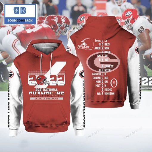 NCAAF Georgia Bulldogs National Champions 2022 Red 3D Hoodie