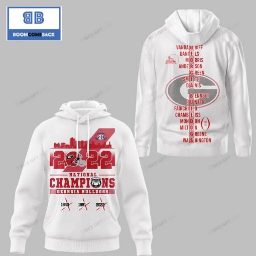 NCAAF Georgia Bulldogs National Champions 2022 White 3D Hoodie