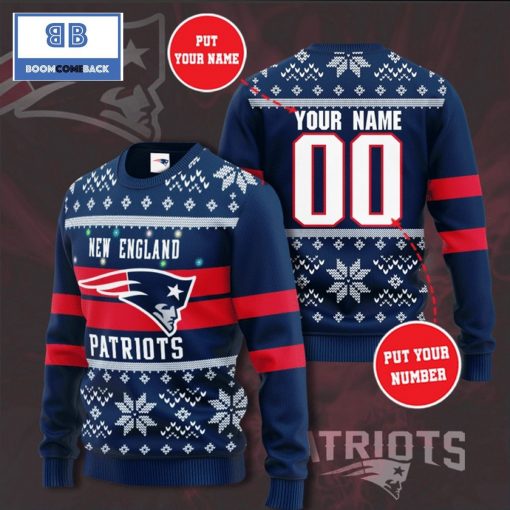 New England Patriots NFL Custom Name And Number Christmas Ugly Sweater