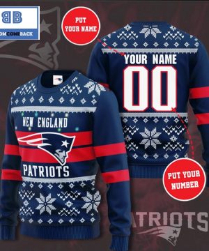 New England Patriots NFL Custom Name And Number Christmas Ugly Sweater