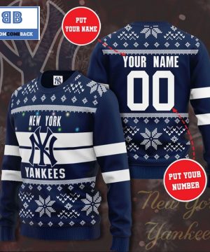 New York Yankees MLB Custom Name And Number Christmas Ugly Sweater