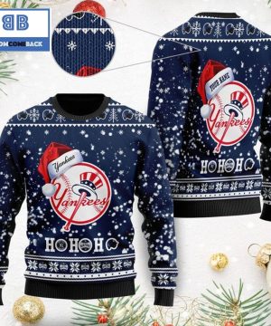 New York Yankees Santa Claus Hat Ho Ho Ho 3D Custom Name Ugly Christmas Sweater