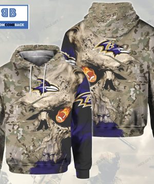 NFL Baltimore Ravens Camouflage Skull 3D Hoodie