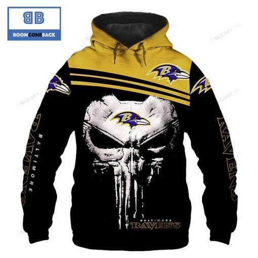 NFL Baltimore Ravens Skull 3D Hoodie