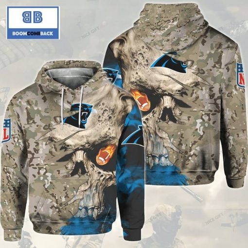 NFL Carolina Panthers Camouflage Skull 3D Hoodie