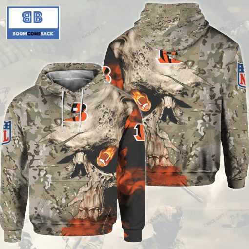 NFL Cincinnati Bengals Camouflage Skull 3D Hoodie