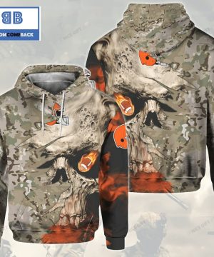 NFL Cleveland Browns Camouflage Skull 3D Hoodie