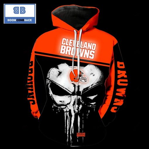 NFL Cleveland Browns Skull 3D Hoodie