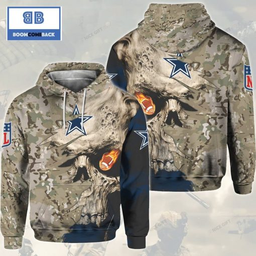 NFL Dallas Cowboys Camouflage Skull 3D Hoodie