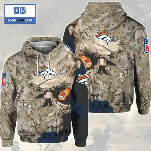 NFL Denver Broncos Camouflage Skull 3D Hoodie