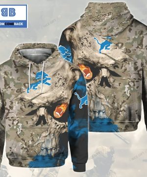 NFL Detroit Lions Camouflage Skull 3D Hoodie