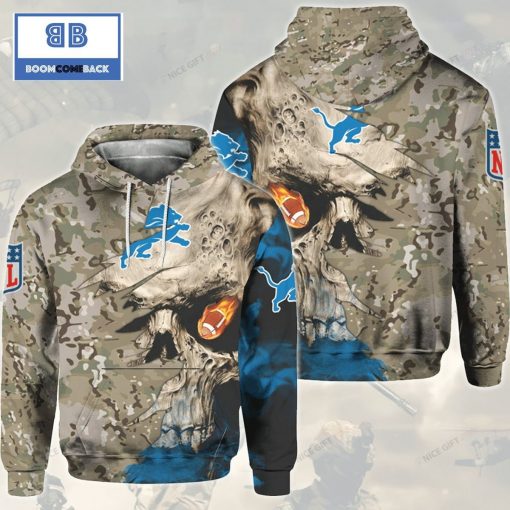 NFL Detroit Lions Camouflage Skull 3D Hoodie