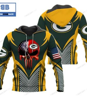 NFL Green Bay Packers Skull American Flag 3D Hoodie