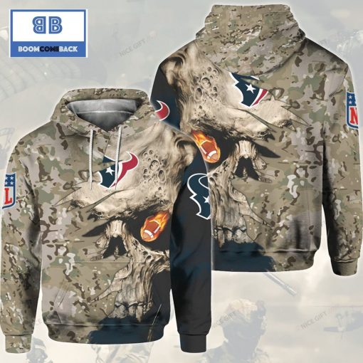 NFL Houston Texans Camouflage Skull 3D Hoodie