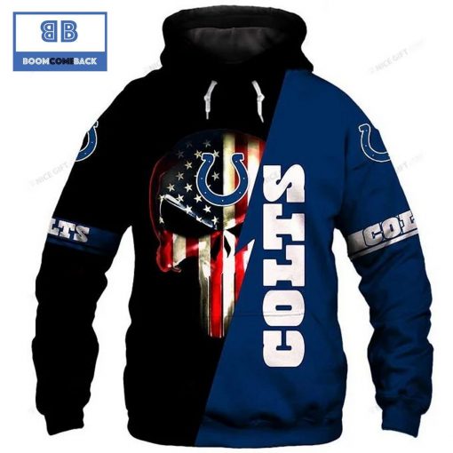 NFL Indianapolis Colts Skull American Flag 3D Hoodie