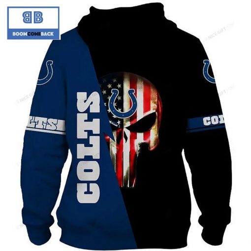 NFL Indianapolis Colts Skull American Flag 3D Hoodie