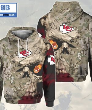 NFL Kansas City Chiefs Camouflage Skull 3D Hoodie