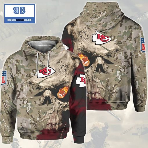 NFL Kansas City Chiefs Camouflage Skull 3D Hoodie