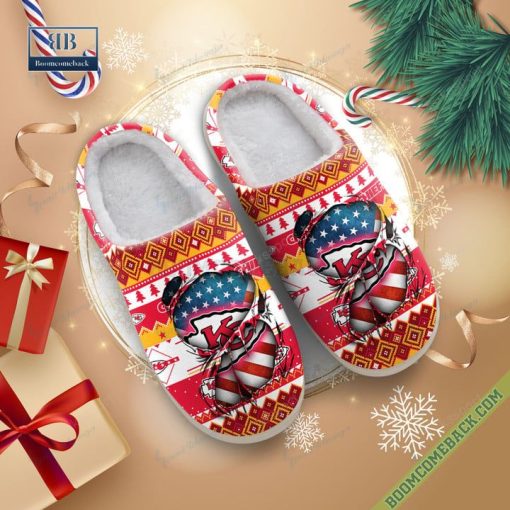 NFL Kansas City Chiefs Christmas Indoor Slip On Slippers