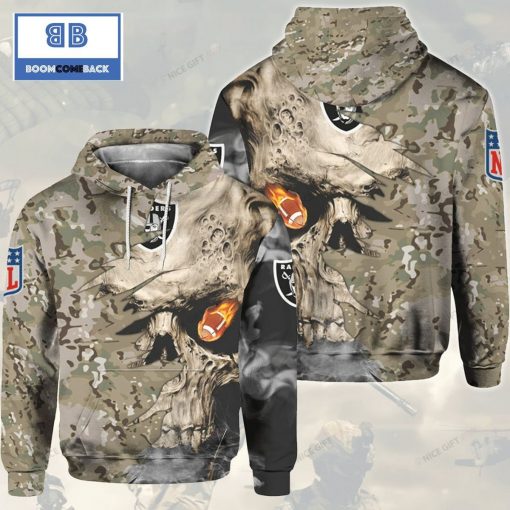 NFL Las Vegas Raiders Camouflage Skull 3D Hoodie