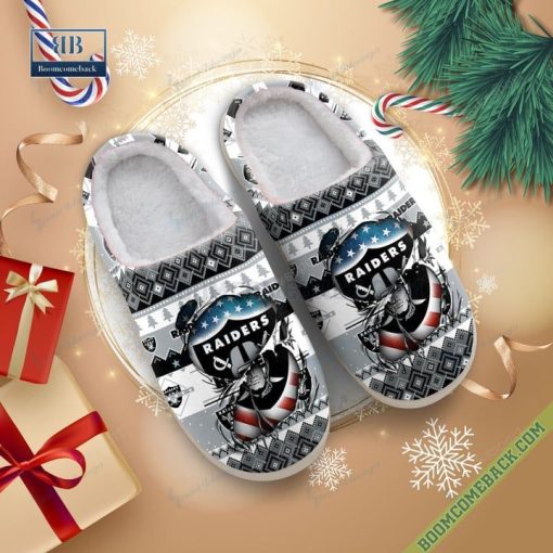 NFL Las Vegas Raiders Christmas Indoor Slip On Slippers