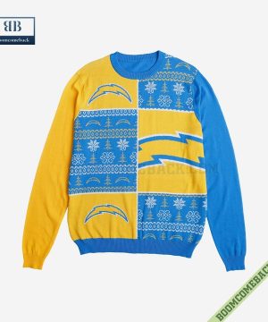 nfl los angeles chargers big logo ugly christmas sweater 5 yMgrS