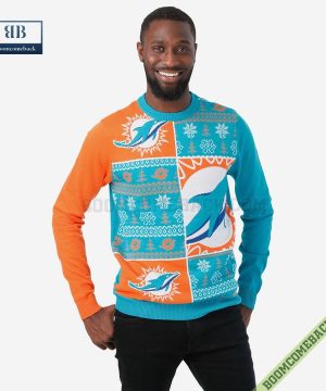 NFL Miami Dolphins Big Logo Ugly Christmas Sweater