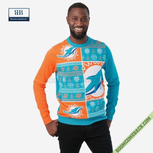 NFL Miami Dolphins Big Logo Ugly Christmas Sweater