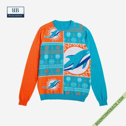 NFL Miami Dolphins Big Logo Ugly Christmas Sweater