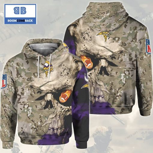 NFL Minnesota Vikings Camouflage Skull 3D Hoodie