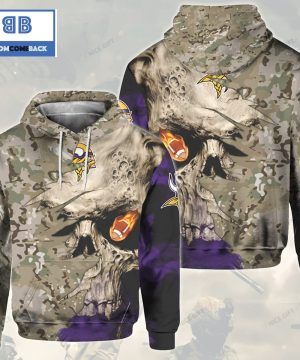 NFL Minnesota Vikings Camouflage Skull 3D Hoodie