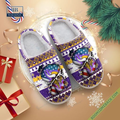 NFL Minnesota Vikings Christmas Indoor Slip On Slippers