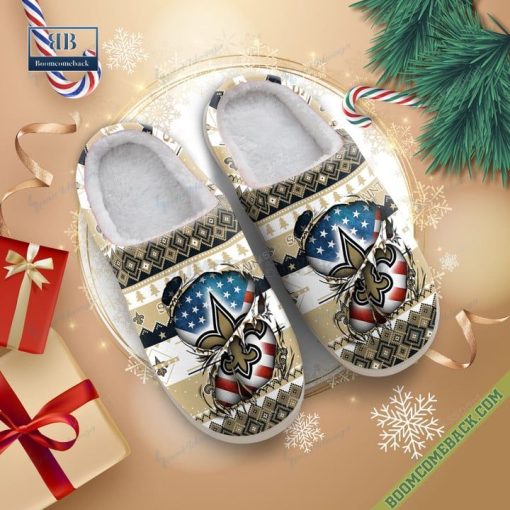 NFL New Orleans Saints Christmas Indoor Slip On Slippers