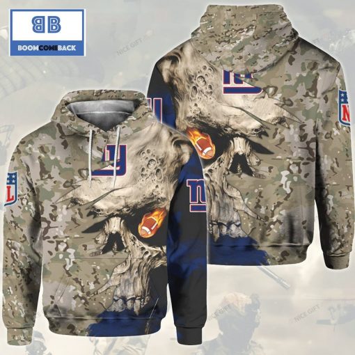 NFL New York Giants Camouflage Skull 3D Hoodie