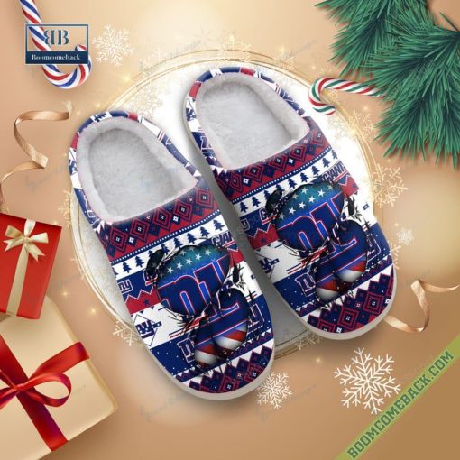 NFL New York Giants Christmas Indoor Slip On Slippers