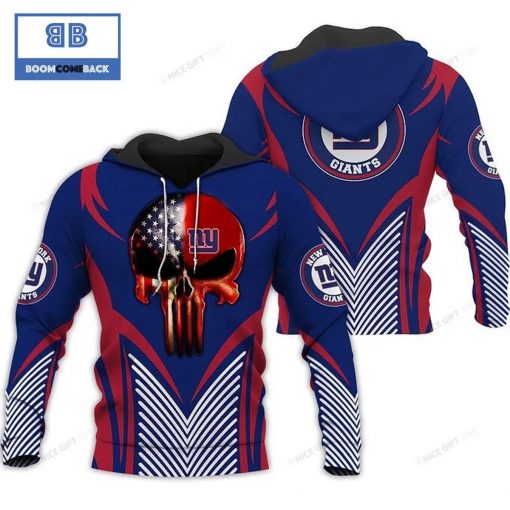 NFL New York Giants Skull American Flag 3D Hoodie