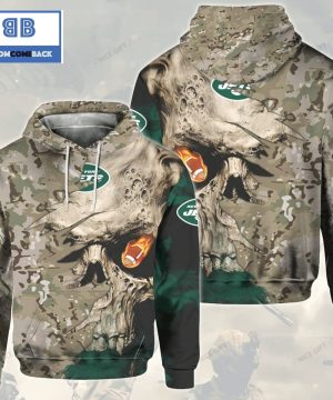 NFL New York Jets Camouflage Skull 3D Hoodie