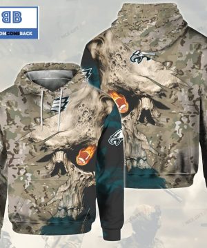 NFL Philadelphia Eagles Camouflage Skull 3D Hoodie