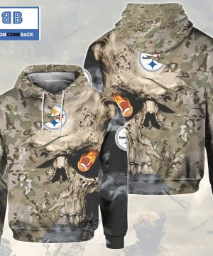 NFL Pittsburgh Steelers Camouflage Skull 3D Hoodie