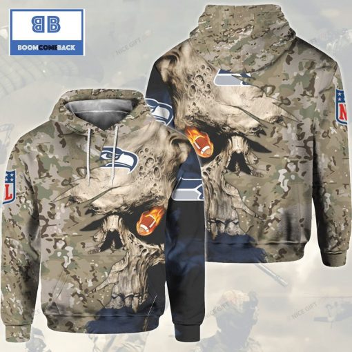 NFL Seattle Seahawks Camouflage Skull 3D Hoodie